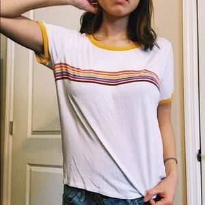 MESSY BUN STRIPED RINGER T SHIRT